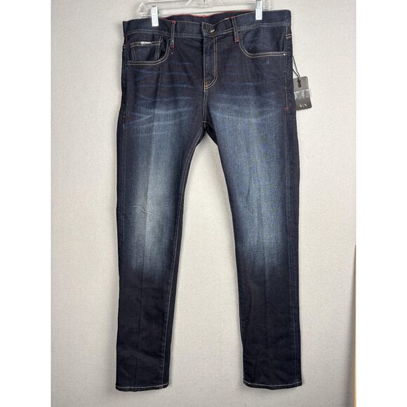 Armani Exchange J13 Jeans Mens 36 Slim Fit Dark Wash Denim Stretch Casual Pants - Picture 1 of 16